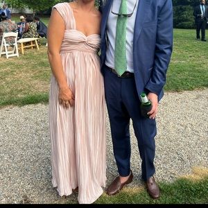 Blush Pink Baby Pink One Shoulder Grecian Ruffle Maxi Dress - Size Small